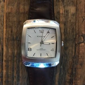 Code Unisex Square Faced, Leather Banded Watch